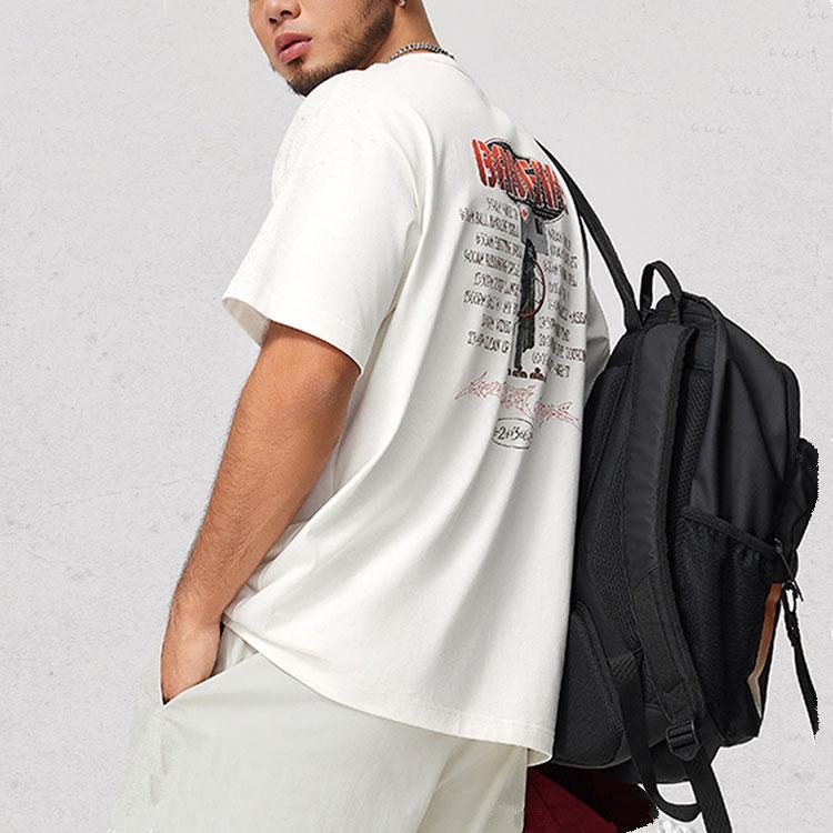 Li Ning BADFIVE T Shirts Men's Ivory Crew Neck Moderate AHSU149-1