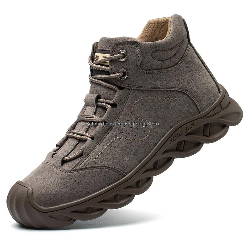 Fashion rubber safety shoes men's anti-scald steel toe work safety boots puncture proof work sneakers male welder shoes men safety boots