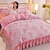 Light luxury high-end thickened milk fleece four-piece set, winter warm quilt cover, double-sided coral fleece anti-static three-piece set
