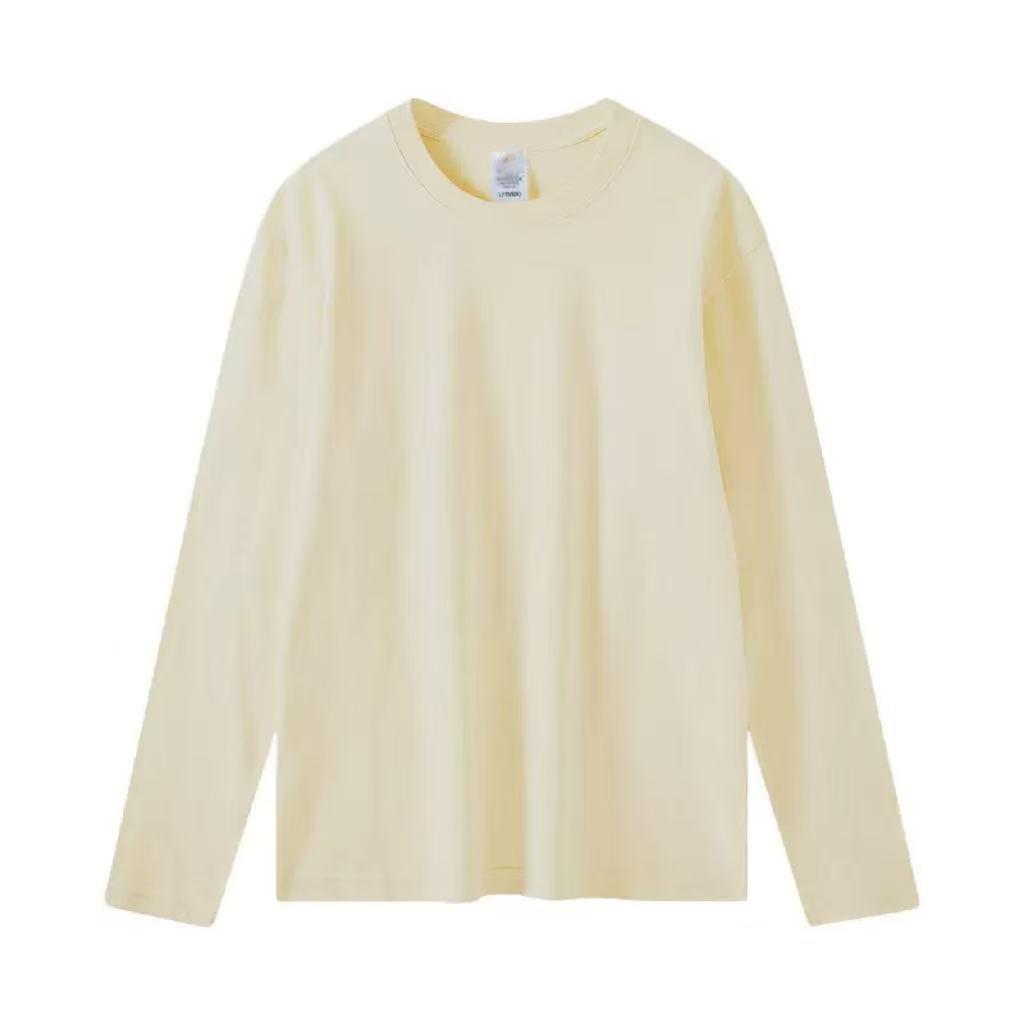Unisex Heavyweight 230g Pure Cotton Long-Sleeve Casual White T-Shirt