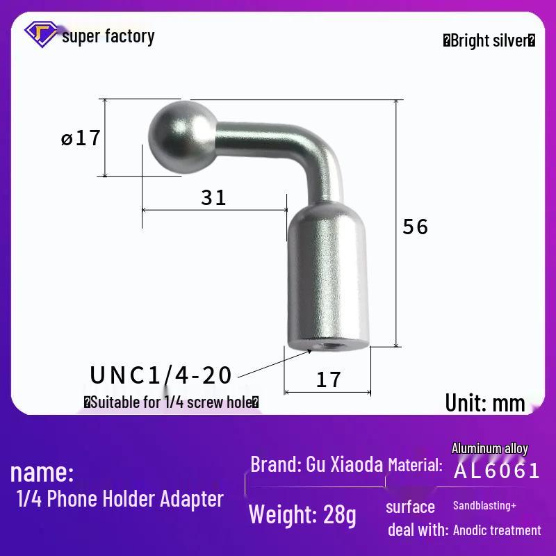 Aluminum Alloy Bent Ball Head Phone Holder for Motorcycle Rearview Mirror