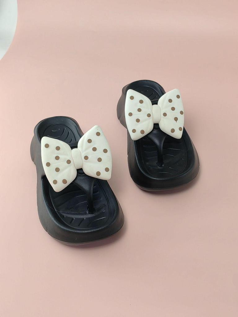 Women's Summer Polka Dot Bow Tie Sandals - Fashionable Thick Sole EVA Flip-Flops