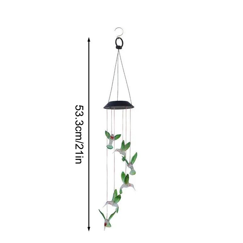 Colorful Hummingbird Solar LED Wind Chimes Decorated Landscape Garden Lights Decorated