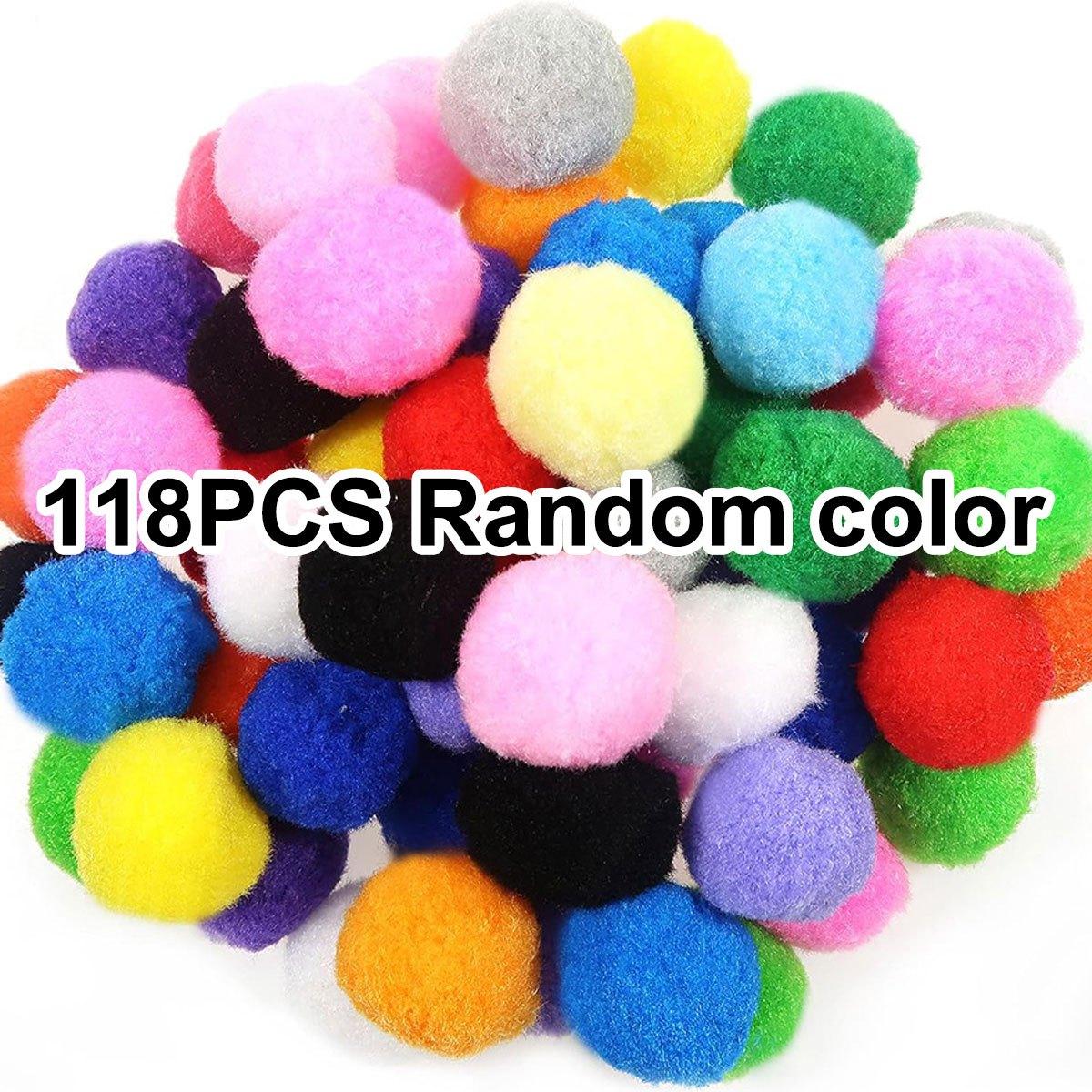 

118Pcs 3cm Colorful Plush Cat Teaser Toy Balls, Soft Durable Interactive Chew Balls for Kitten & Puppy, Cat Training ZSY