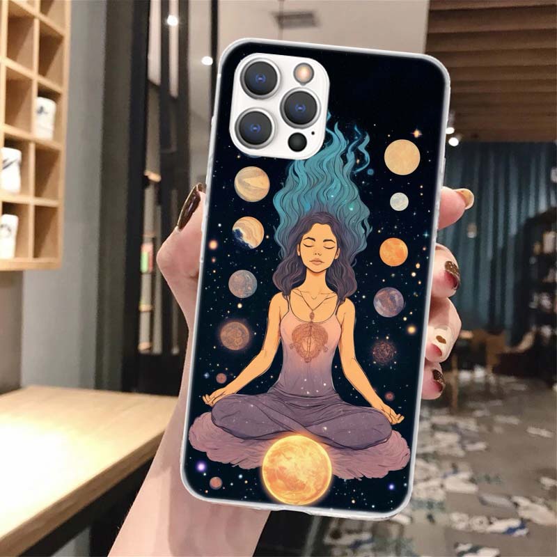 

Meditation Yoga Girl Silicon Phone Case for iPhone 17 16 16E 15 Pro Max 14 Plus 11 13 Mini 12 7 8 SE Air 17Pro Cover Shell for A iPhone 13 Mini