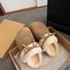 2025 Winter New Women's Half A Pack Cotton Slippers Indoor Home Plu Bread Retro Warmth  Slip-On Slippers Pantuflas Divertidas