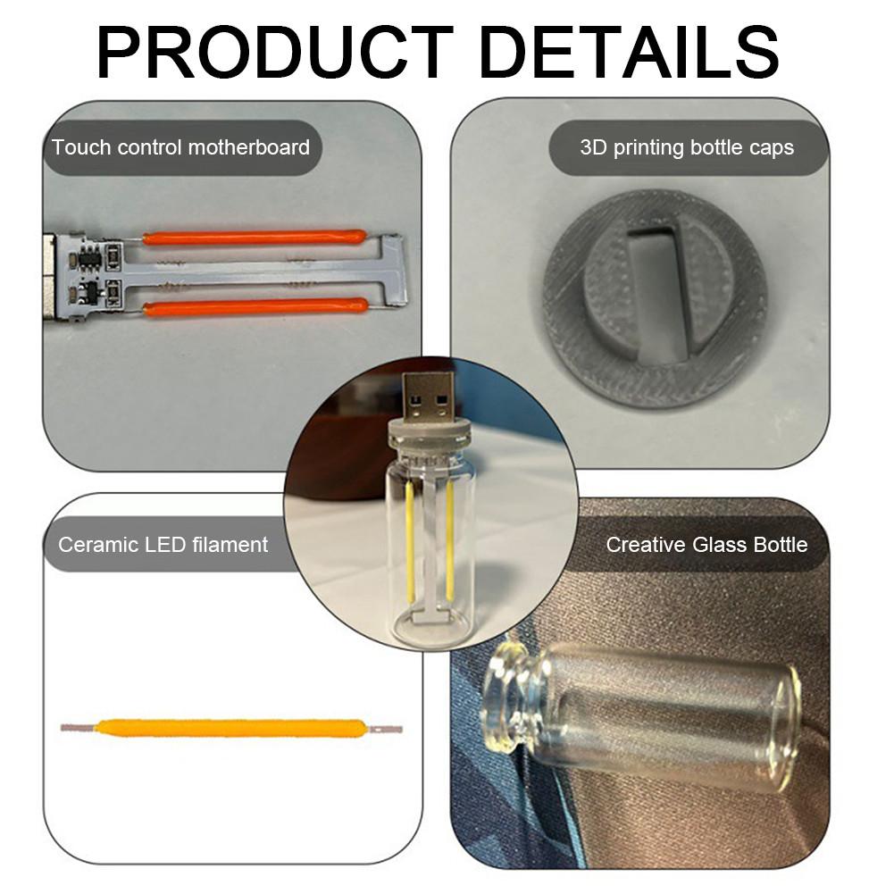 Car USB Night Light Touch Dimming Bulb 5V Retro LED Bulbs 0.3W DIY Camping Incandescent Decorative Car Interior Ambient Lighting