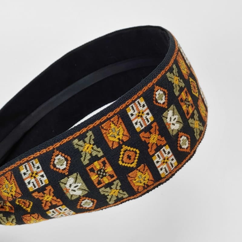 LALA Geometric Diamond Ethnic Hairband P-Brown