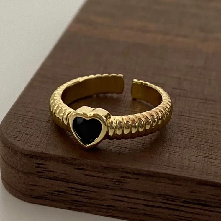 Ring Zircon Heart Rings For Women Cute Fine Jewelry Minimalist Adjustable Accessories Gift  HipHop Party Wedding Creative