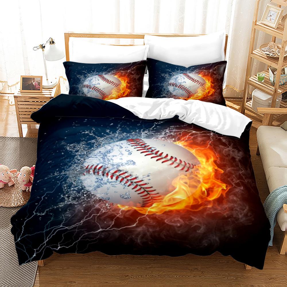 Quilt Cover Bedding Three-Piece 3D Digital Printing Campus Sports Baseball Kit