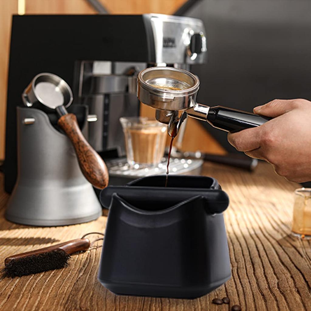 Espresso Knock Box, a square ABS knock box for removing coffee grounds after brewing. A dedicated trash can for coffee grounds. Ideal for commercial
