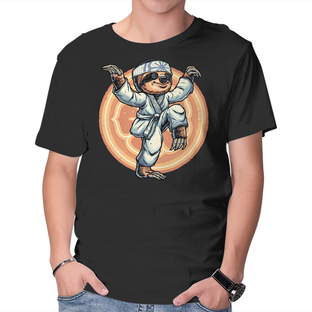Unisex Crew Neck T-Shirt The Legend Of Karate Sloth Graphic Short Sleeve Casual Tee XXXXL