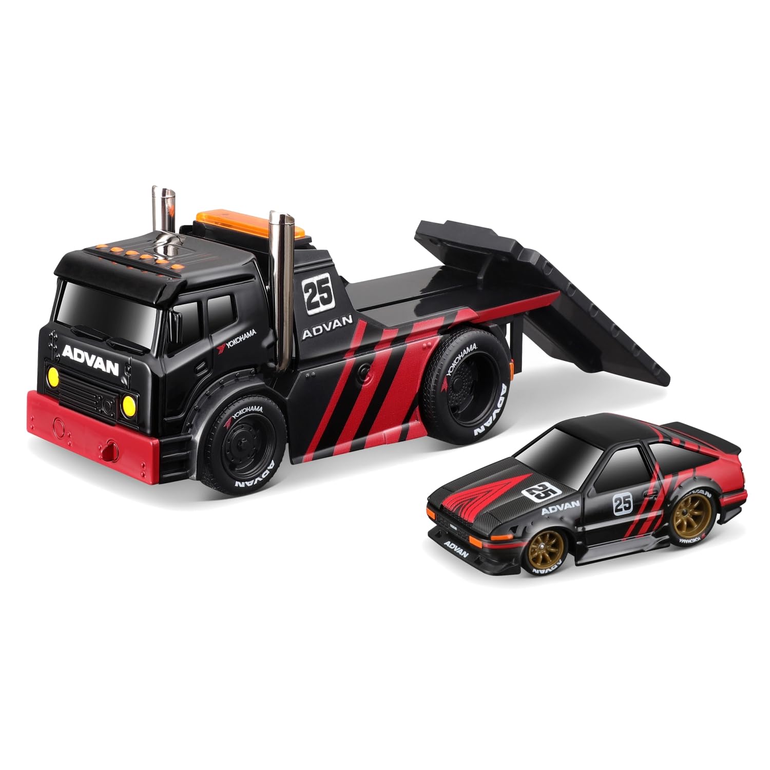 

Maisto Muscle Machines Muscle Transporter Miniature Car Diecast Car Finished Product Toyota Trueno Sprinter 1/64 / (JDM Flatbed/1983 - Black/Red