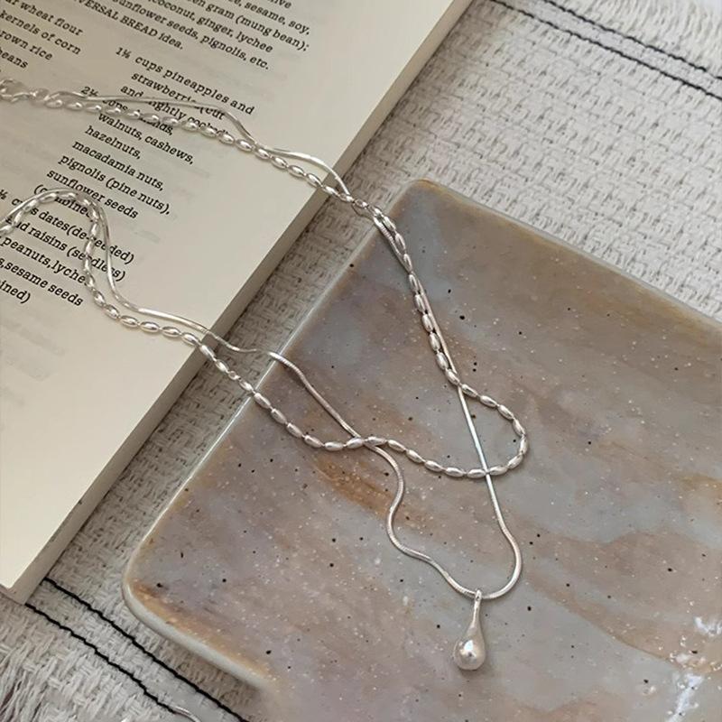 New 925 Silver Double Necklace Simple Charming Women's Pendant Geometric Shape Choker Birthday Gift Exquisite Jewelry