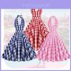 Barbie Death Powder Dream Sexy Deep V Internet Red Pink Checkered Cotton Flowing Explosion Street Sister Retro Party Dress