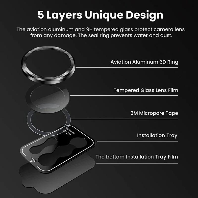 Metal Lens Ring Glass For Samsung Galaxy S24 S23 S22 Ultra Plus Z Flip Fold 6 Camera Protection Cover Tempered Glass Accessories