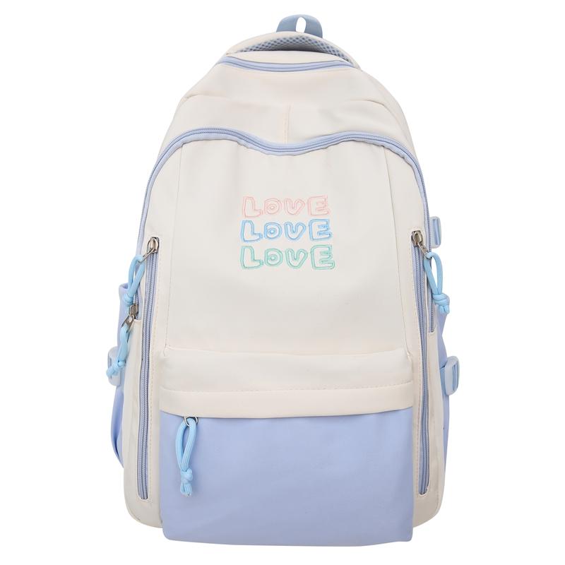 

Color Block Student School Bag Junior High School Girl s Large Capacity Travel Backpack Women Letter Computer Backpack синій