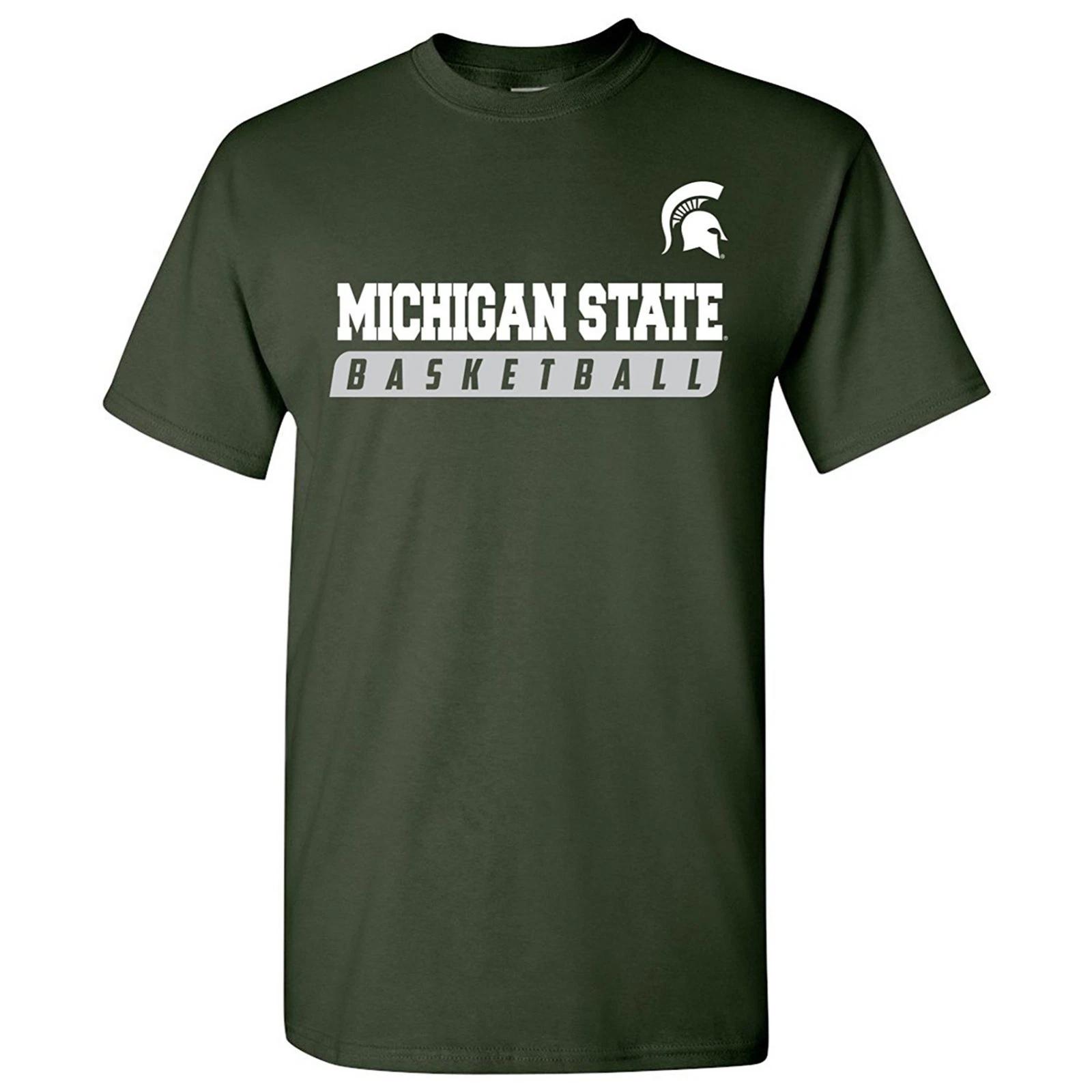 Michigan State Spartans Basketball Slant Licensed T-Shirt - Forest S