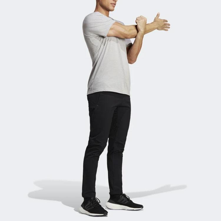 Adidas Solid Color Drawstring Casual Pants Men Bottoms Black HS7498