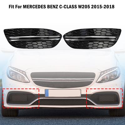 Honeycomb Front Fog Light Cover Fit MERCEDES BENZ C-CLASS W205 2015-2018 Base
