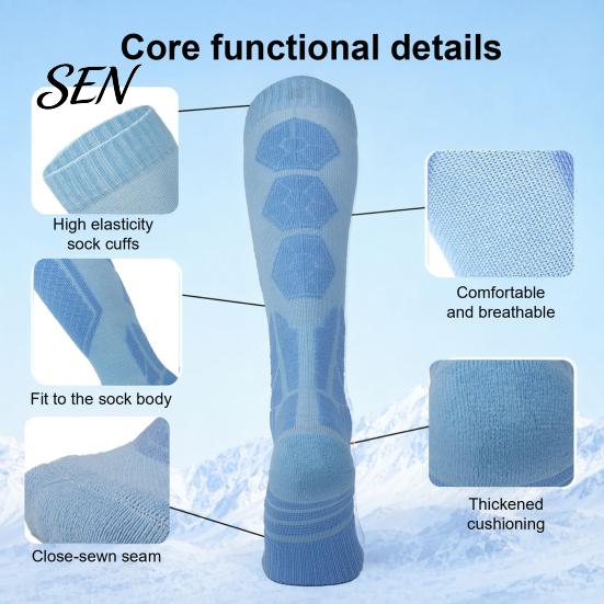 Thermal Snow Socks for Outdoor Activities Cotton Ski Women, Compression Snowboard Socks, Thickened Warm Winter Sports Breathable Anti-Slip Skiing and
