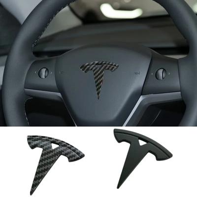 5.4x5.4cm ABS Pour Tesla Model 3 S Model X Y Autocollants Emblème Volant de Voiture Autocollant de Recouvrement Badge Accessoires Intérieurs Roadster