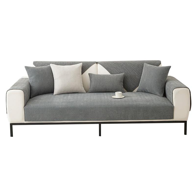 Chenille Herringbone Pattern Sofa Cushion Four Seasons Universal Non-Slip Stain-Resistant Japanese Simple Solid Color Sofa Cover Cover Cloth