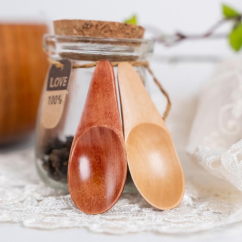 Short Handled Wood Mini Tea Spoon Condiment Scoop Flatware Creative Mini Coffee Tea Sugar Spoon Kitchen Gadgets
