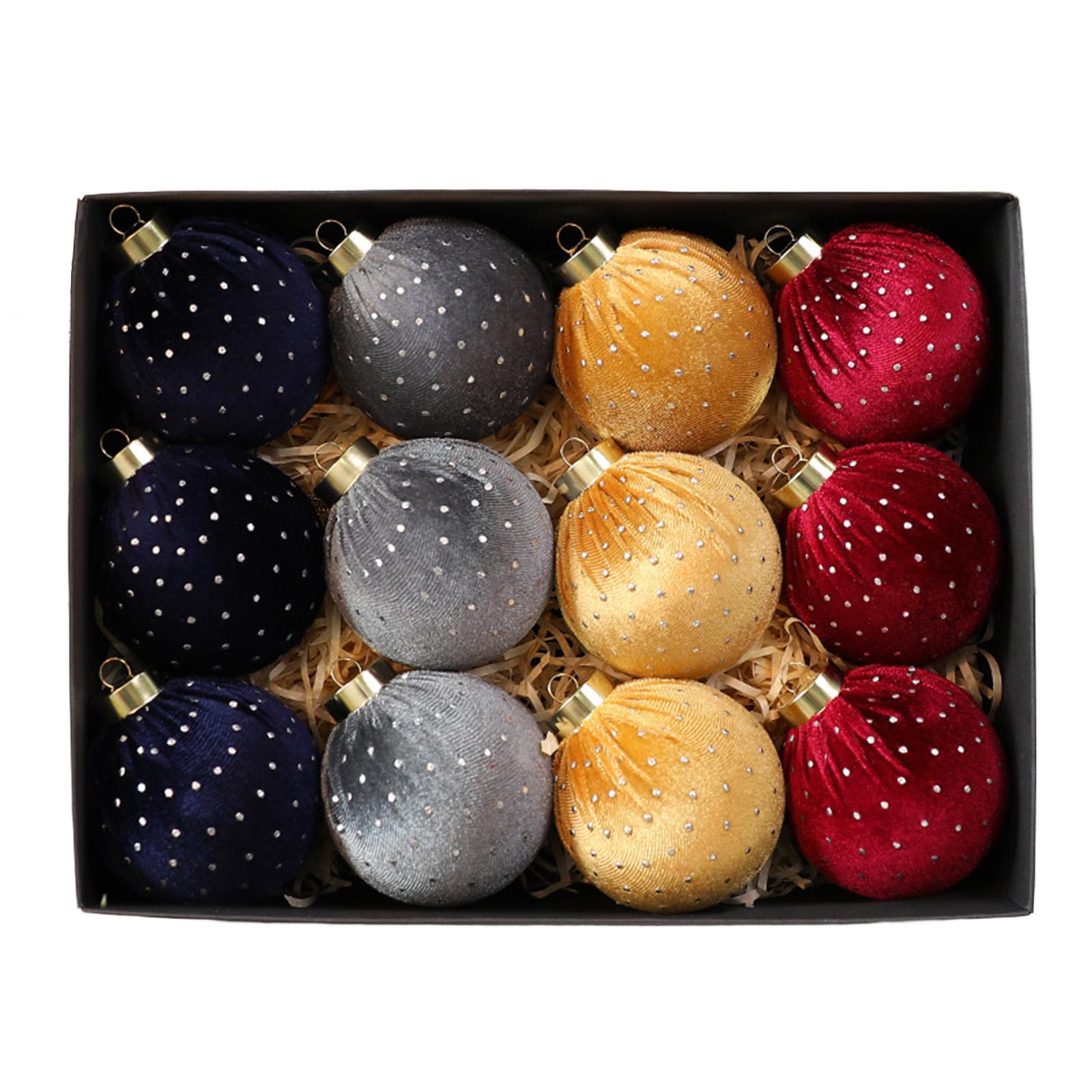 

12 PC Christmas Balls 8cm Star Velvet Balls Christmas Decorations One Size