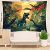 Kids Dinosaur Sunset Tapestry, 150x100cm Tropical Jungle Waterfall Jurassic Landscape Wall Art for Bedroom, Living Room