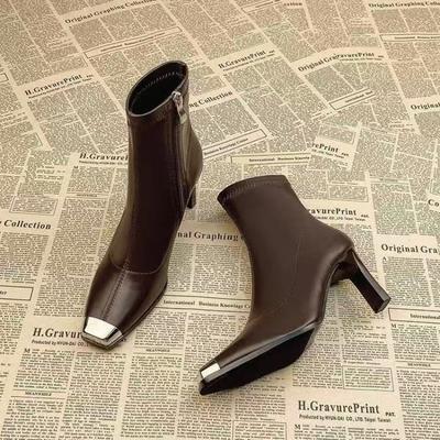 High Heels Women's Ankle Boots Square Toe Fashion Luxury Shoes Designer Dress Woman Winter Boots 2025 Elegant Pumps Mujer Boots