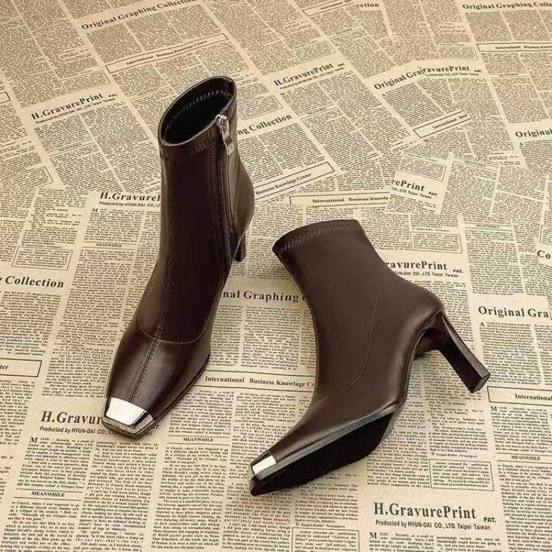 High Heels Women's Ankle Boots Square Toe Fashion Luxury Shoes Designer Dress Woman Winter Boots 2025 Elegant Pumps Mujer Boots