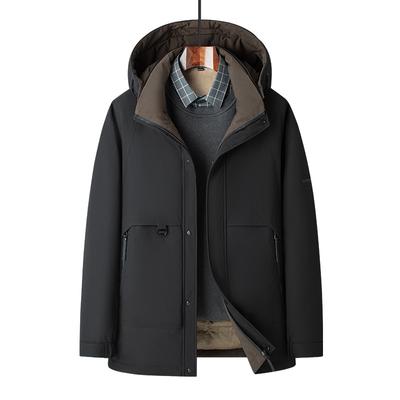 Hiver Nouveau Épaissi Jeune et d'âge moyen à capuche Coupe-vent Extérieur Veste pour homme Veste en duvet
