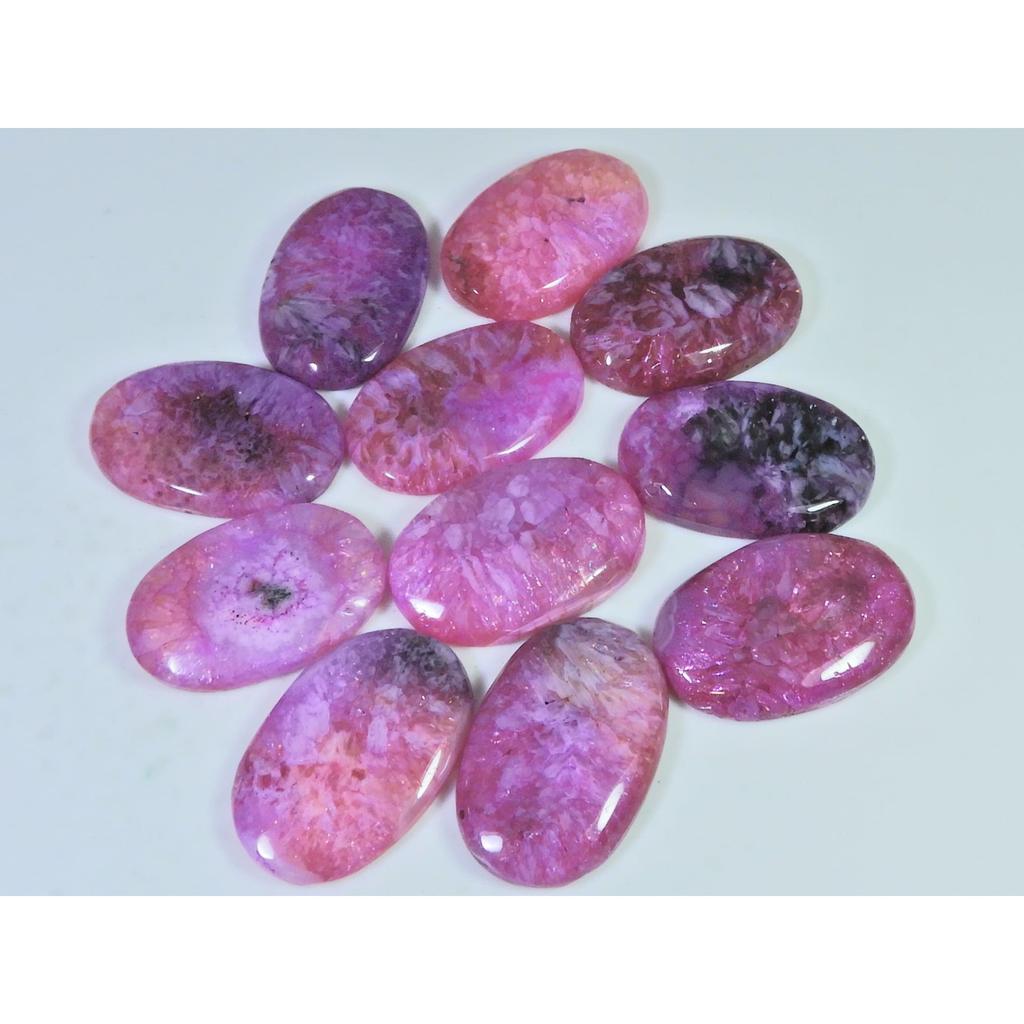316Cts.Color Enhanced Pink Solar Cab Agate Oval Loose Gemstone 11Pcs Lot C-2127