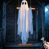 Zábavná Halloweenová zahradní dekorace Závěsná houpačka Duch, Osvětlená velká strašidelná dekorace na verandu A pro venkovní zahradní strom Děsivé venkovní figurky