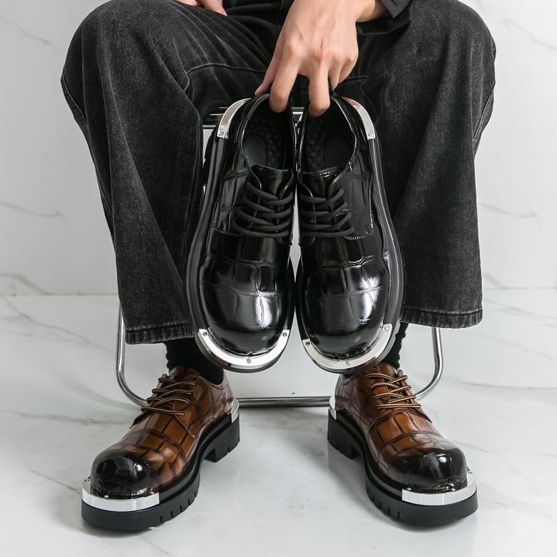 Neue Modische Herren Derby Schuhe mit dicker Sohle Schwarz und Braun Schnürschuhe Business Büroschuhe Gesellschaftsschuhe Größen 38-46 Herrenschuhe