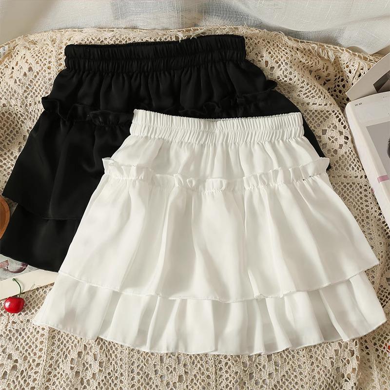 

Girls Summer 2024 White Pleated A-line Skirt - High Waist, Ruffled, Slimming, Short Length 160 cm чёрный