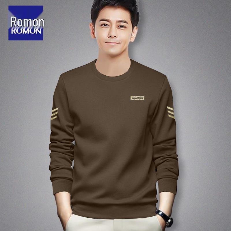 Luomeng Men s Heavyweight Plus Size Hoodie - Autumn/Winter Velvet Thickened Round Neck Long Sleeve T-shirt. 3XL (~78-85kg)