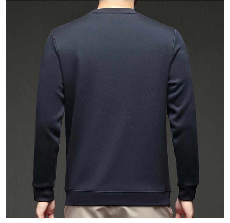 Men's Fleece-Lined Round Neck Long Sleeve Warm Wool T-Shirt