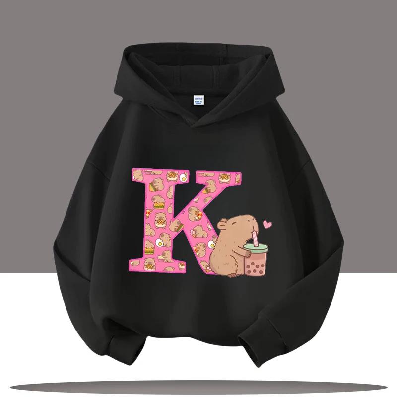 New Children's Cartoon Cute Adorable Big Letters Capibara Autumn Winter Fashion Trend Boys Girls Playful Loose Soft Warm Hoodies