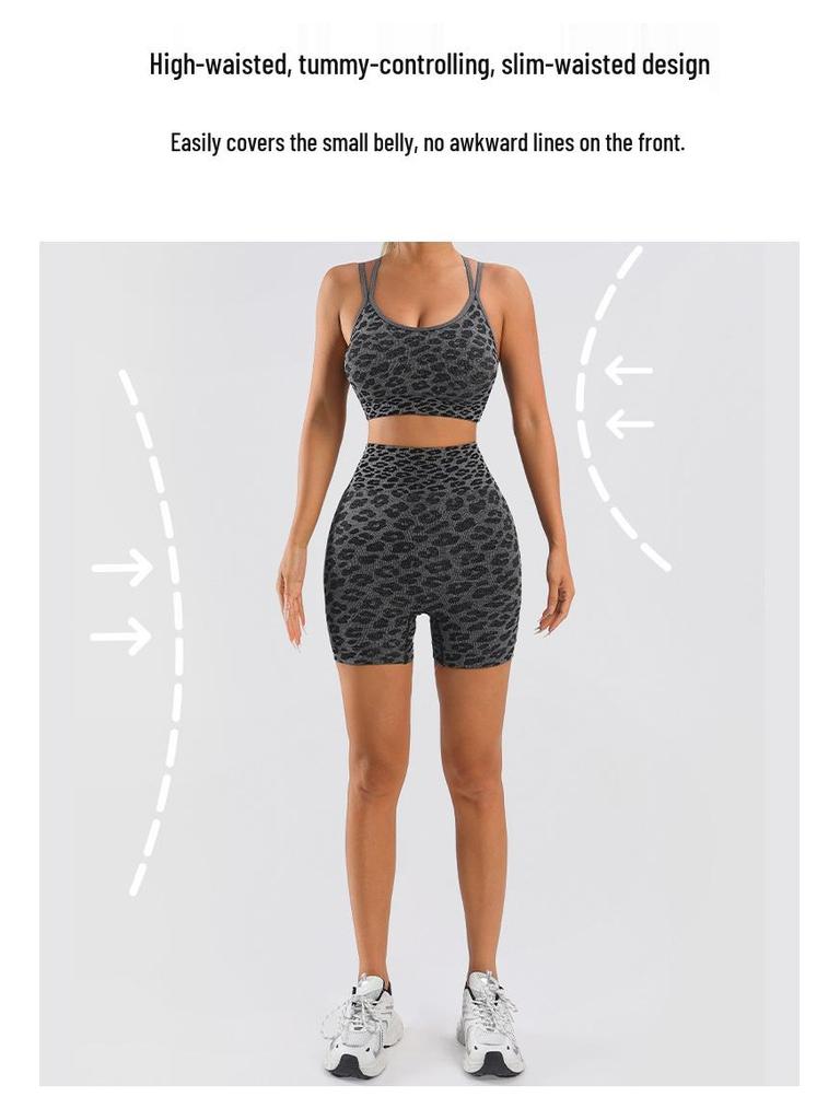 TK High Waist Seamless Yoga Set: Stretchy Three-Quarter Shorts & Sexy Bra with Chest Pads for Women