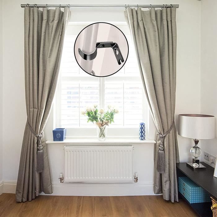 4pcs Supports de Tringle à Rideau, Réglable Support de Tringle Murale, Robuste Support de Tringle Murale Simple, Métal Support[110]