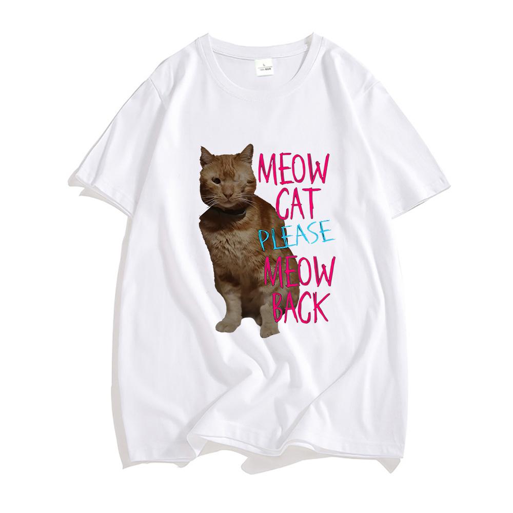 Singer Baby Lasagna Print T-Shirts Baumwolle Herren/Damen Freizeit T-Shirt Miau Katze Bitte Miau Zurück Grafik T-Shirts Camisas Sommer