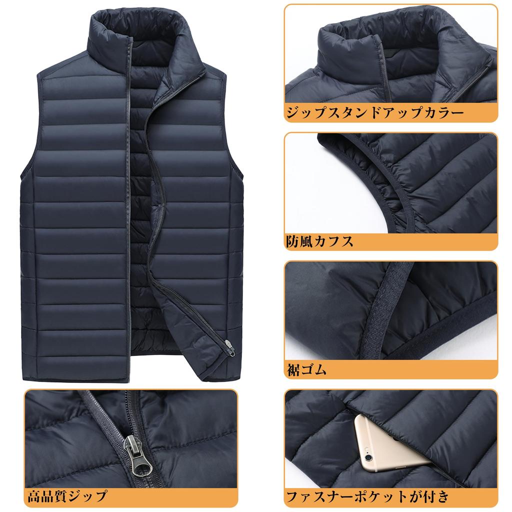 Inotenka Daunen und Stilvoll für und Erhältlich in Übergrößen Größe Herrenweste, Ultraleicht, Warm, Wasserabweisend, Frühling, Herbst, Winter, (Marine,