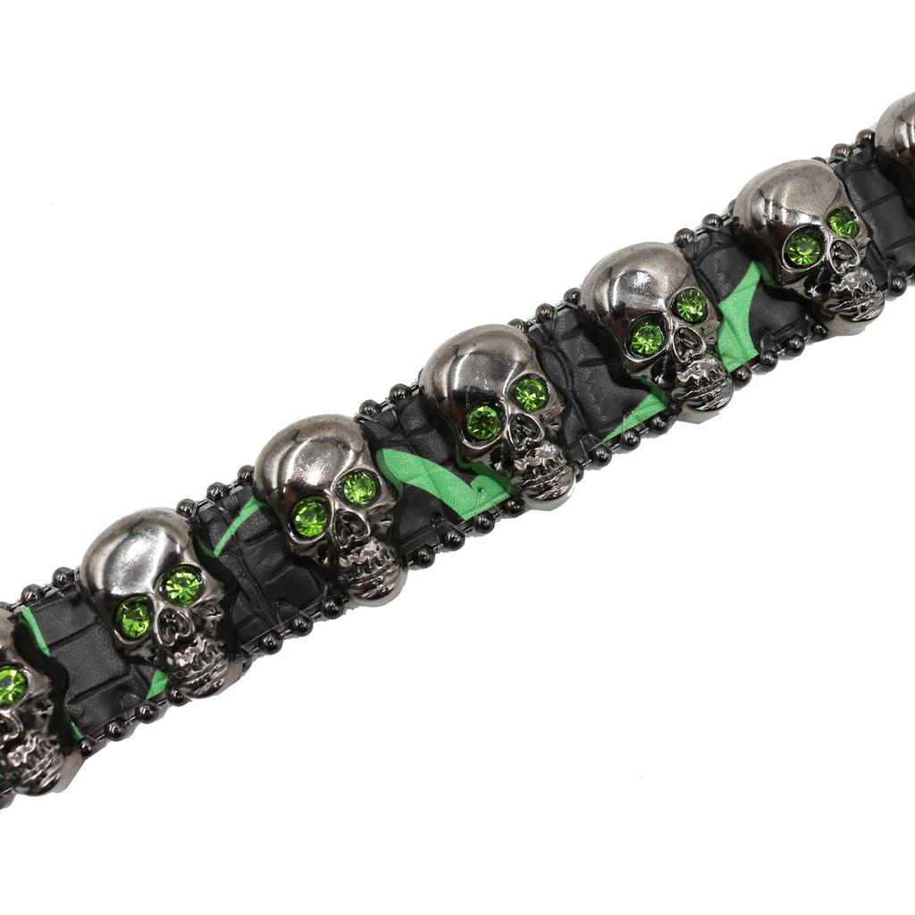 Full Skull Design Pattern for Women with European and American Rhinestone Inlaid Belt High-end Pin Buckle Hip-hop Decoration Nightclub