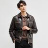 American Retro Men's Leather Leather Jacket Goatskin Short Lapel Pilot Leather Jacket Men's Jacket