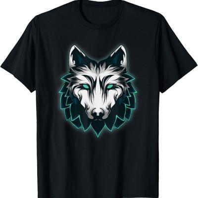 Geometric Futurist Wolf Shirt Electronic Evil Gaming Tee