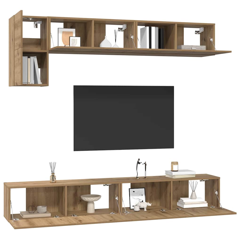Wall Mounted TV Cabinet Set 5 pcs Artisan Oak Wood Based Material