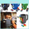 Colorful Diy Building Block Mug With 350ml Capacity European Style Plastic Coffee Cup