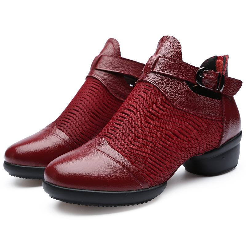 Scarpe da ballo con superficie in rete da donna Scarpe casual da ragazza Scarpe da ballo con tacco alto Scarpe da ballo moderne da esterno per signore Scarpe da ballo quadrato Jazz